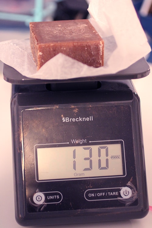 soap on a scale to weigh it