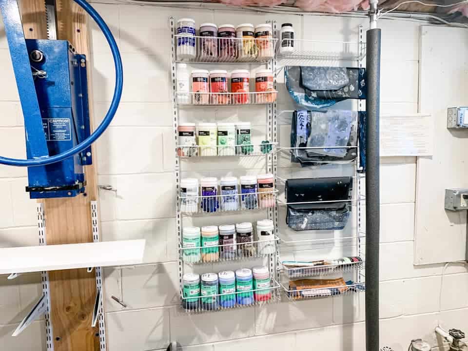 paint containers storage shelving