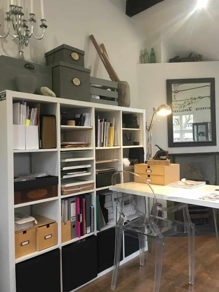 office storage shelving and desk