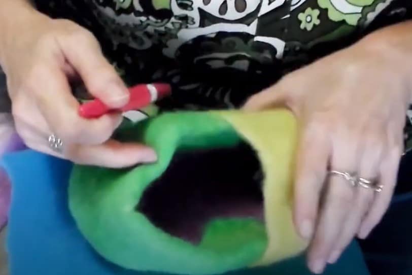 needle felting the pieces together