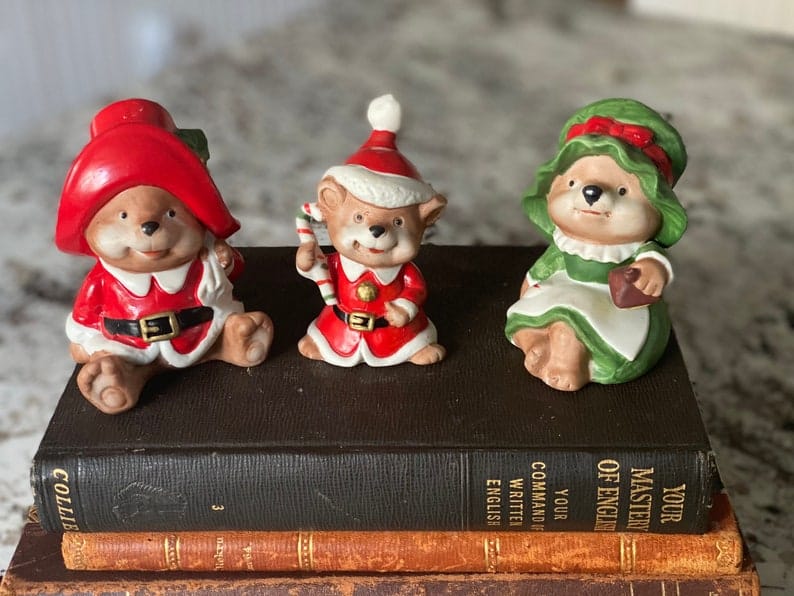 vintage christmas bear figurines