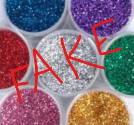 non-edible glitter photo that claims to be edible glitter