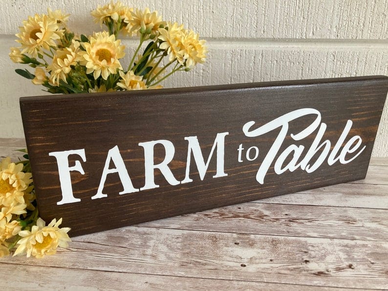 farm to table wood sign
