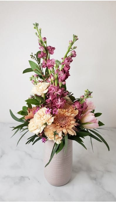 Vase of flowers in an arrangement