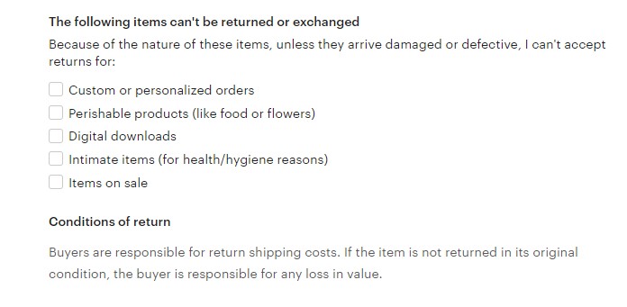 The basic Etsy return and exchange policy