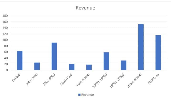 Gross revenue chart for Etsy sellers in the past 12 months