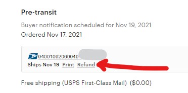 Where to refund an Etsy shipping label.