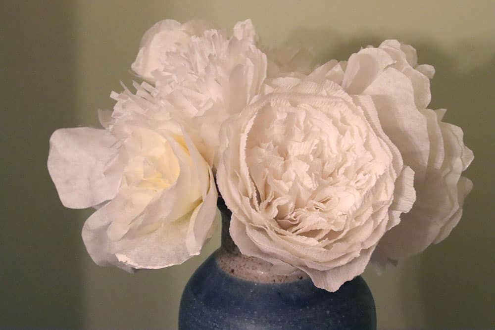 Tissue paper and crepe paper flowers