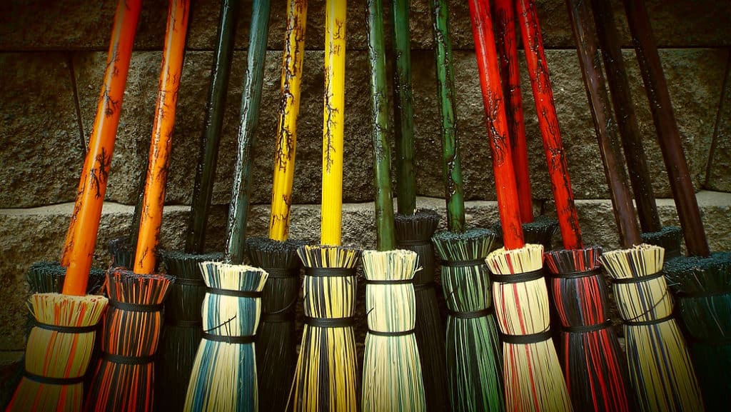Natural bristle brooms