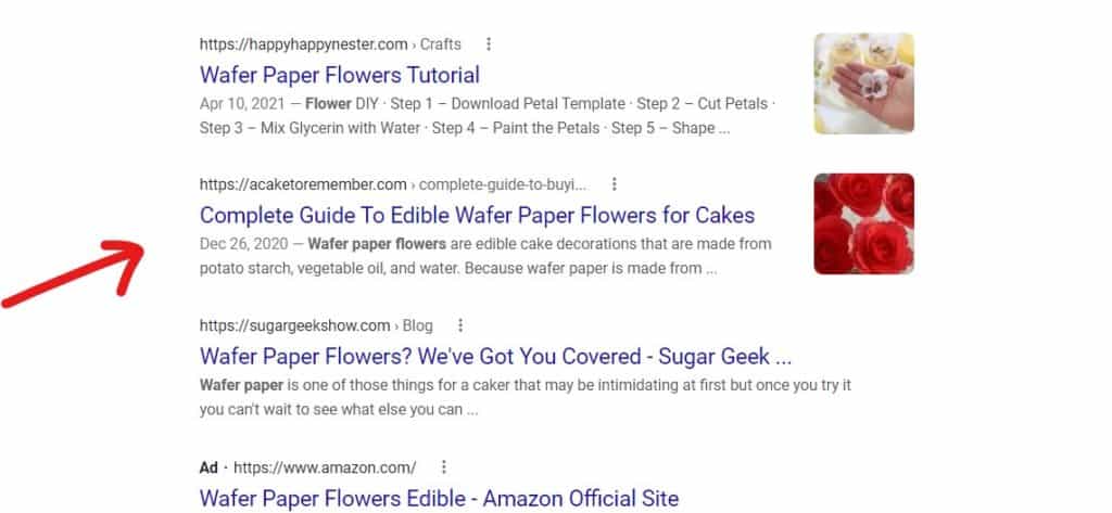 My blog article in google search results