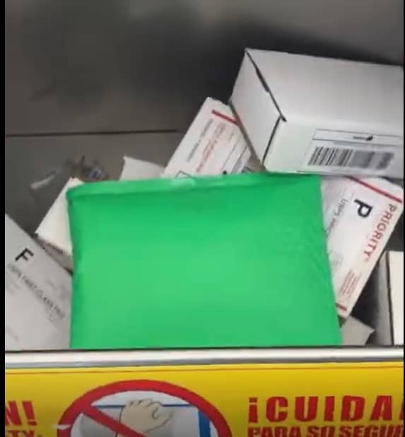 Packages at the post office.