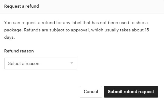 Select the reason for the refund