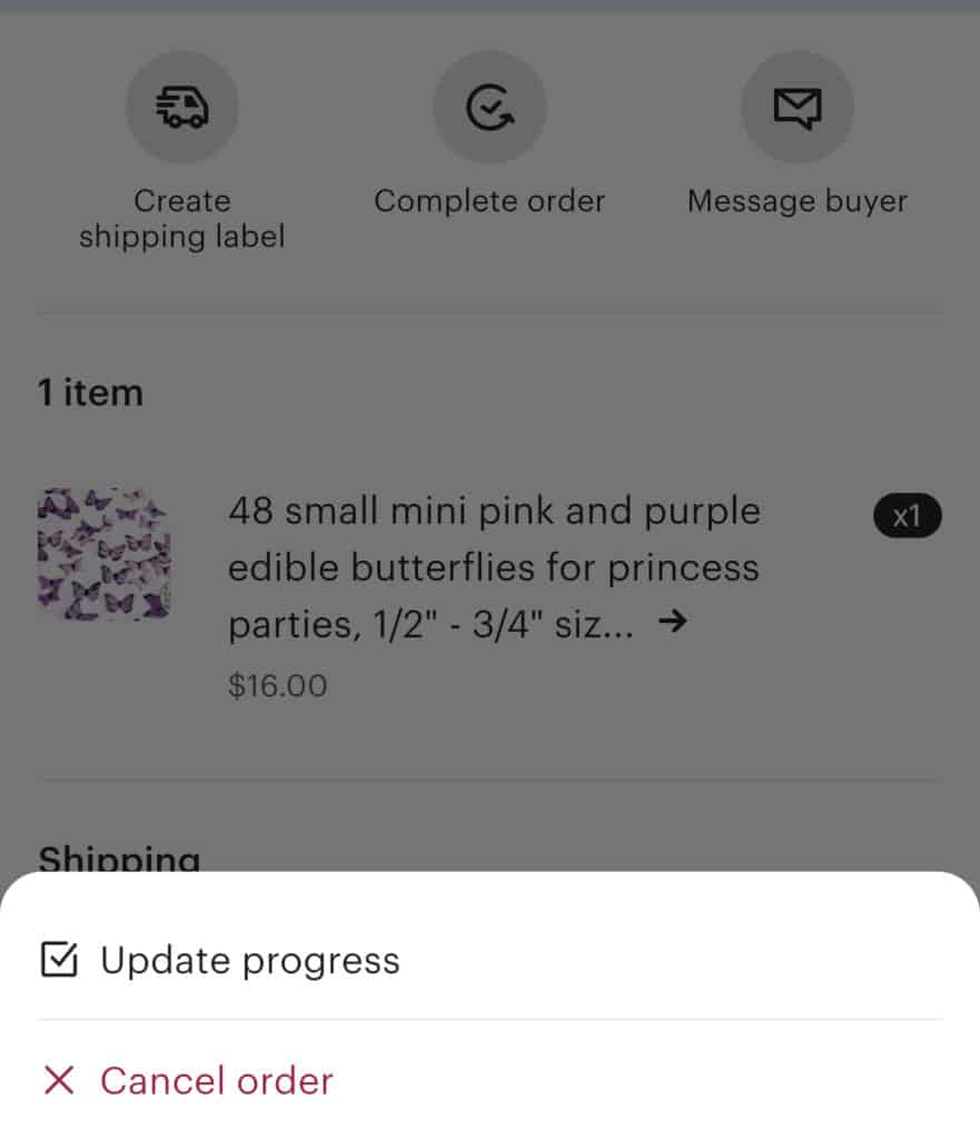 Cancel an order on the Etsy Seller App