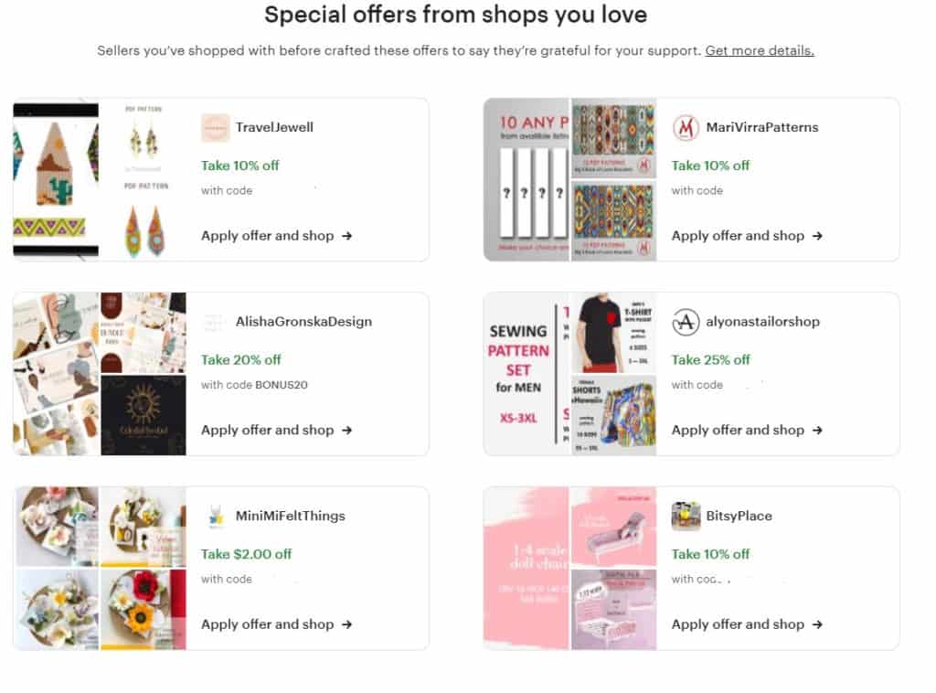 The "Your Offers" section in your Etsy profile.