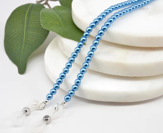 Man-made blue pearls glasses chain
