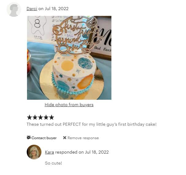 response to a review on etsy