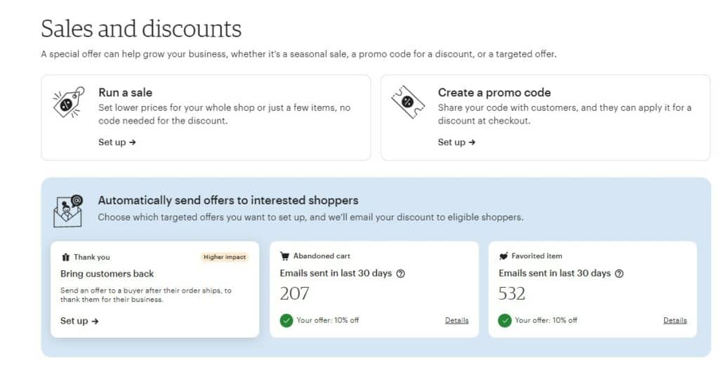The Sales and Discounts page.