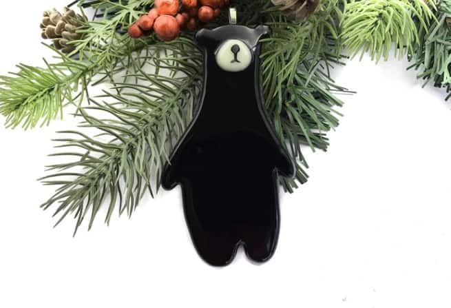 black bear glass ornament