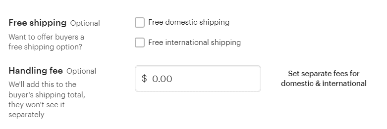 Handling fee in the calculated shipping profile.
