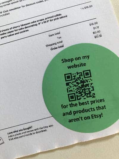 QR code on product packaging.