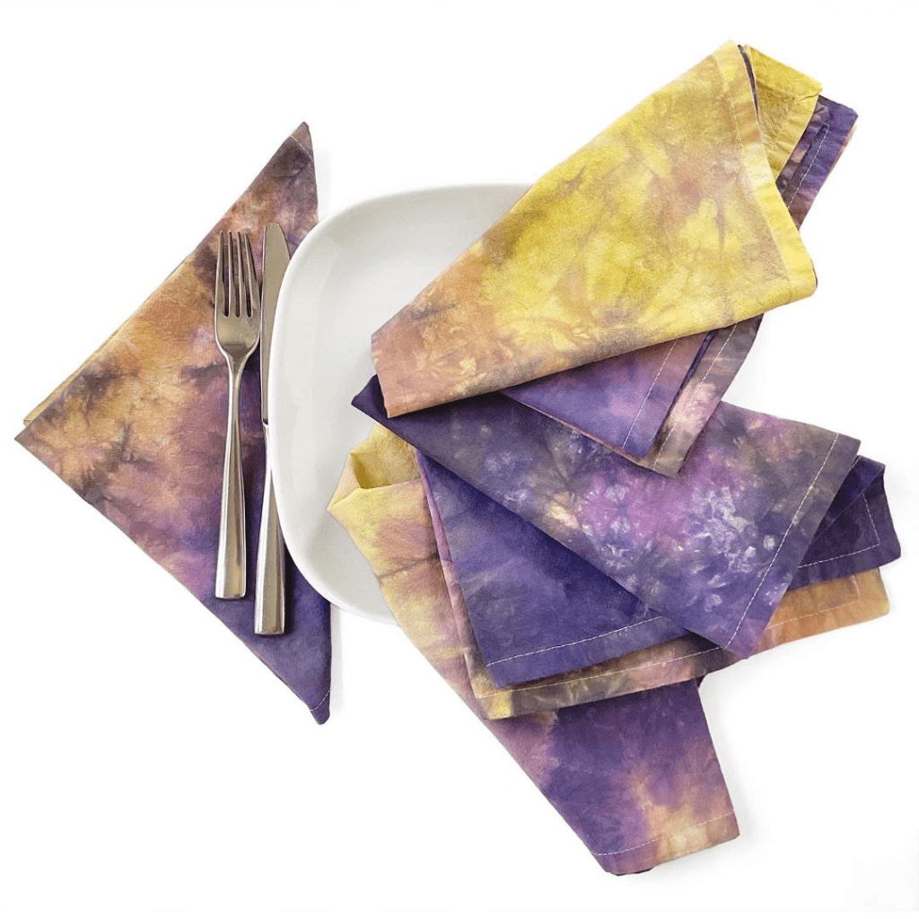 Dyed dinner napkins by Sherri O Dyeworks.