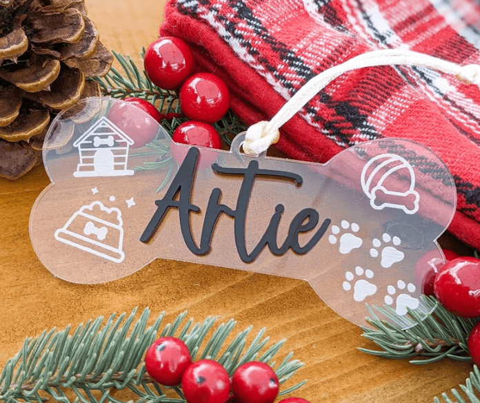 Custom dog ornament by Thistle and Lace Design