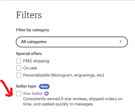 Star seller search filter