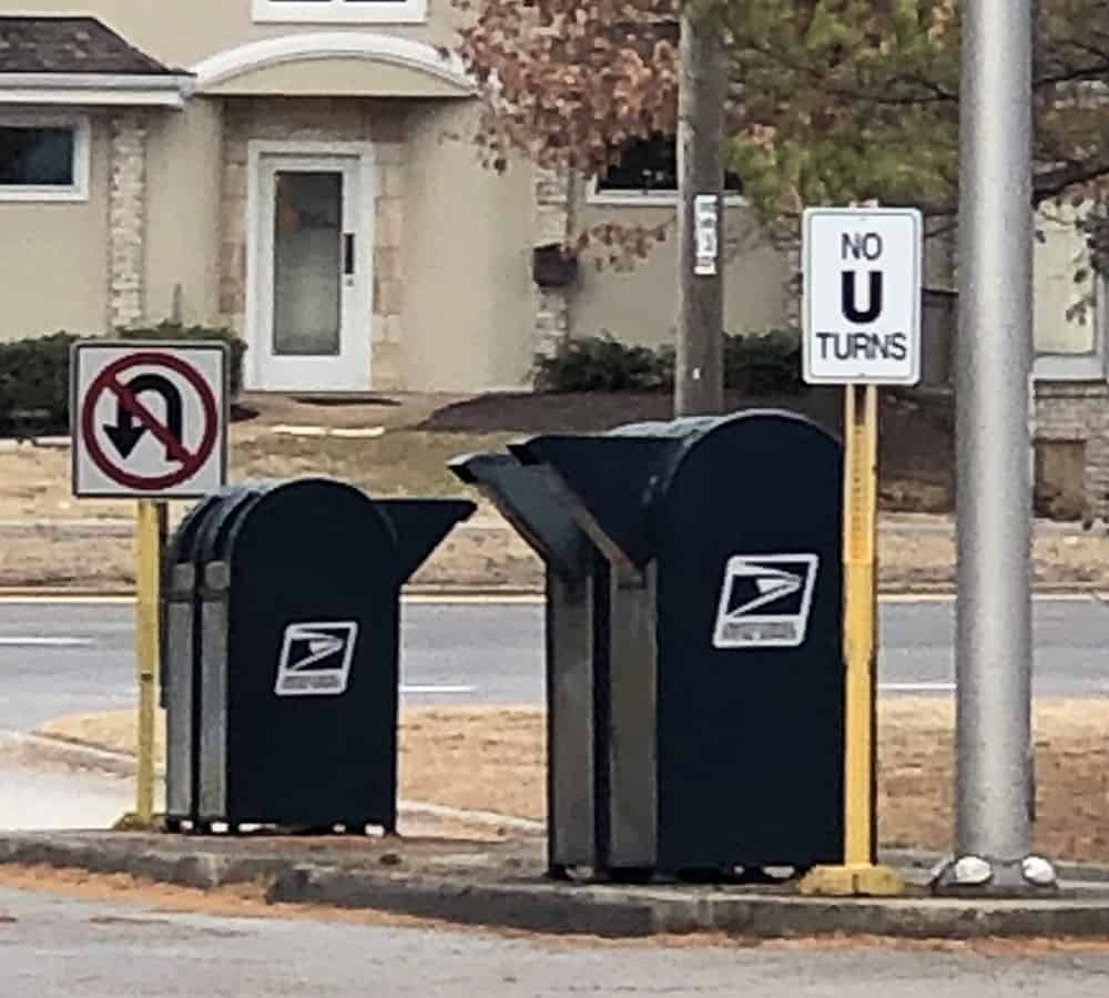 picture of USPS blue mailboxes