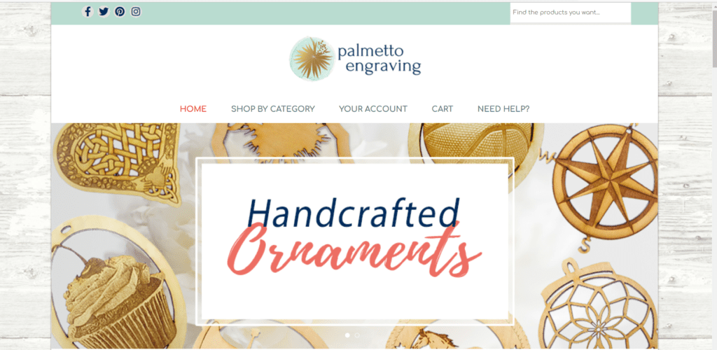 Palmetto Engraving website homepage