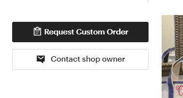 Request custom order button on Etsy.