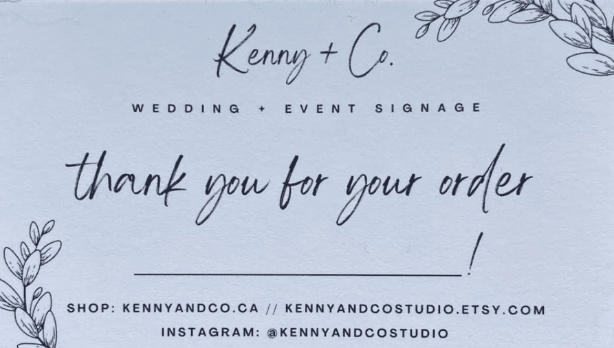 Kenny and co business card front