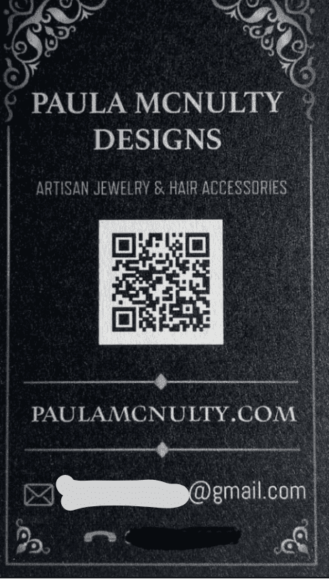 Paula McNulty designs business card