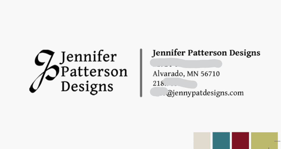 Jenny Pat Designs business card