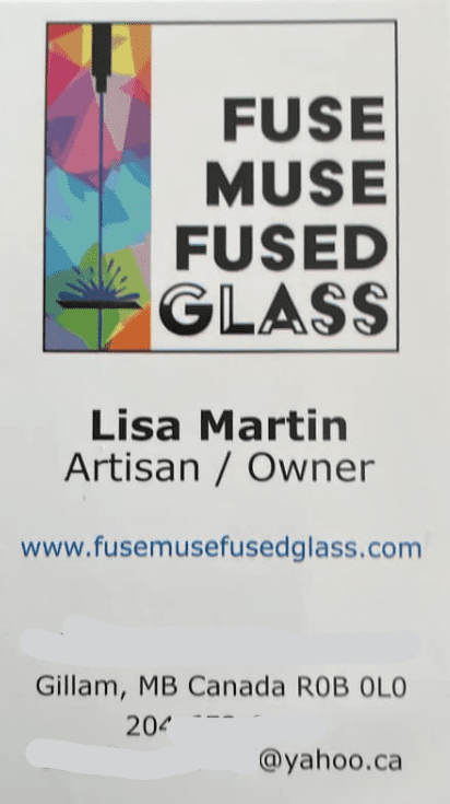 Fuse Muse fused glass business card