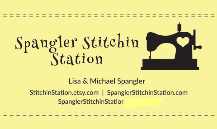 SPangler Stitchin' Station business card
