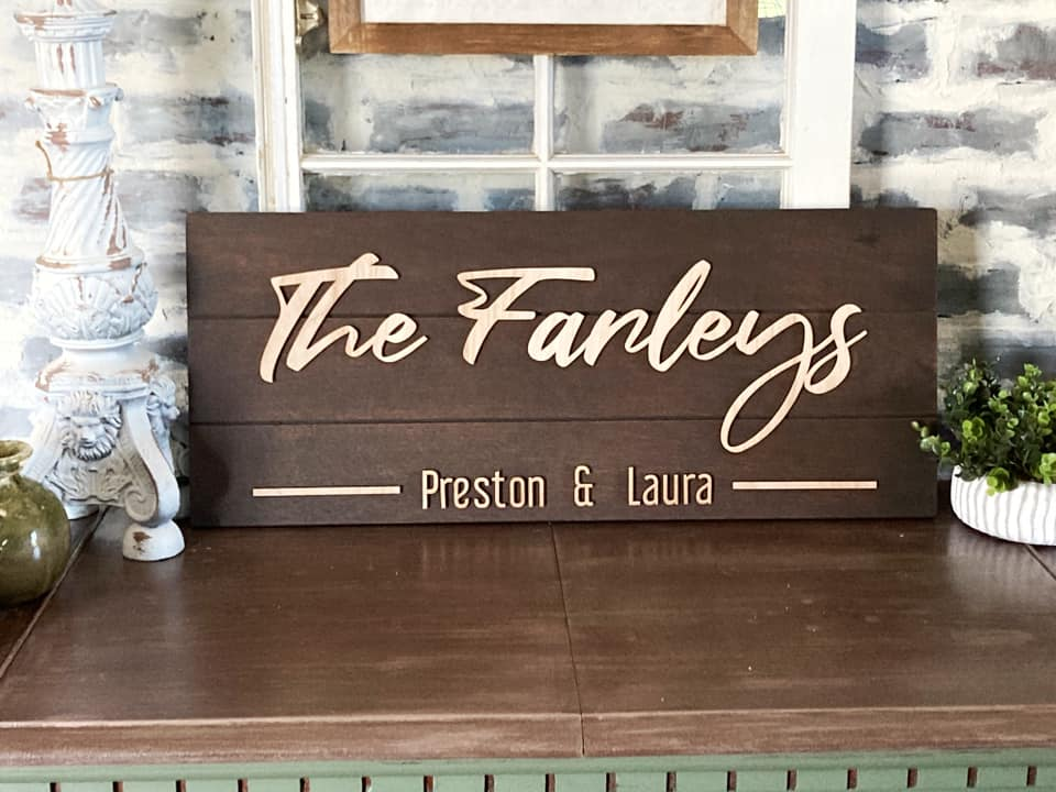family name wood sign