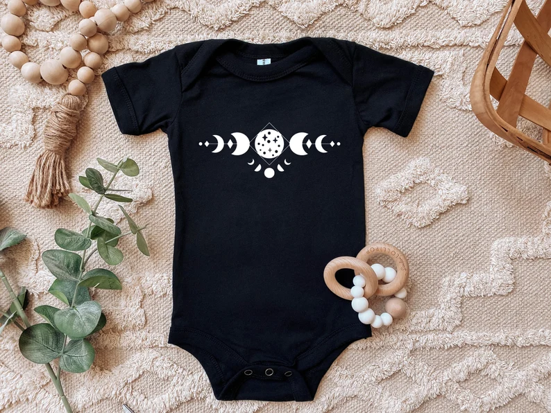 black moon phase baby bodysuit