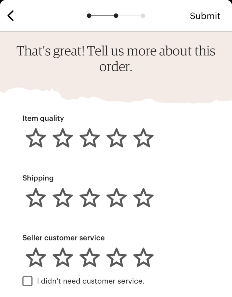 str ratings on an iOS device for Etsy reviews