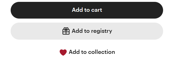 add to collection button on Etsy