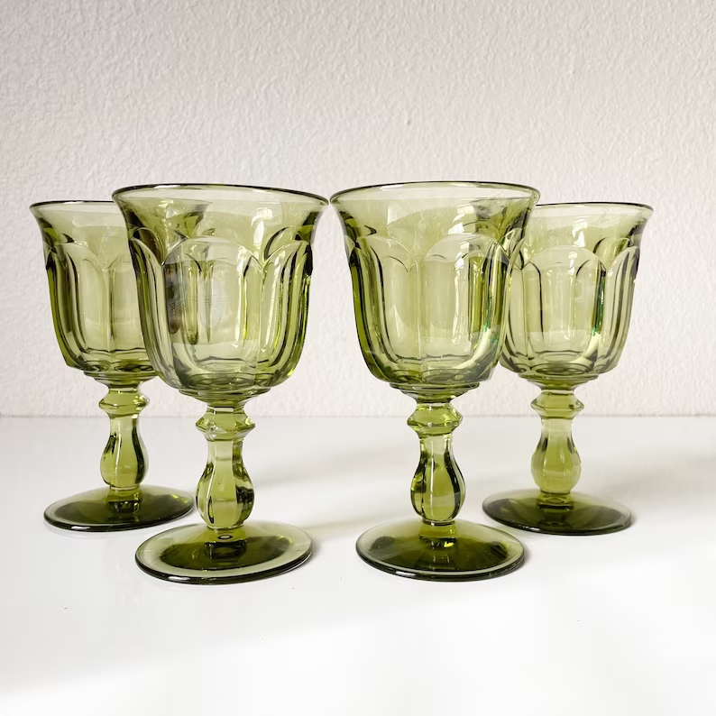 green glasses with stems