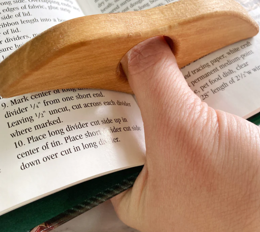 wood book thumb holder