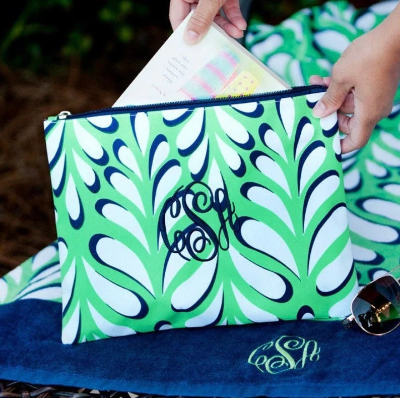 monogrammed pouch