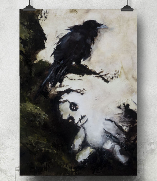 painting of a crow