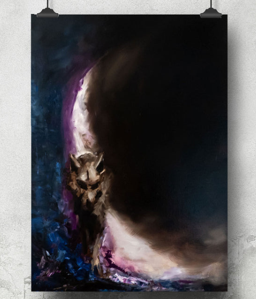 dark art painting of a wolf