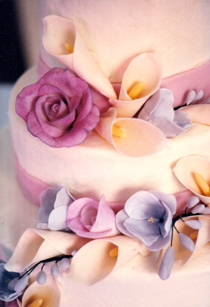 gumpaste flowers on a wedding cake