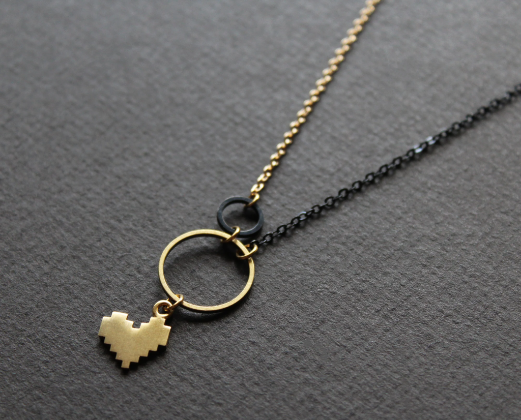 pixel heart necklace