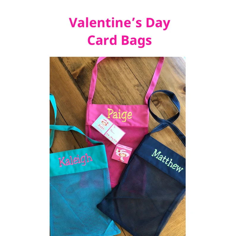 valentine's day card bags with names on them