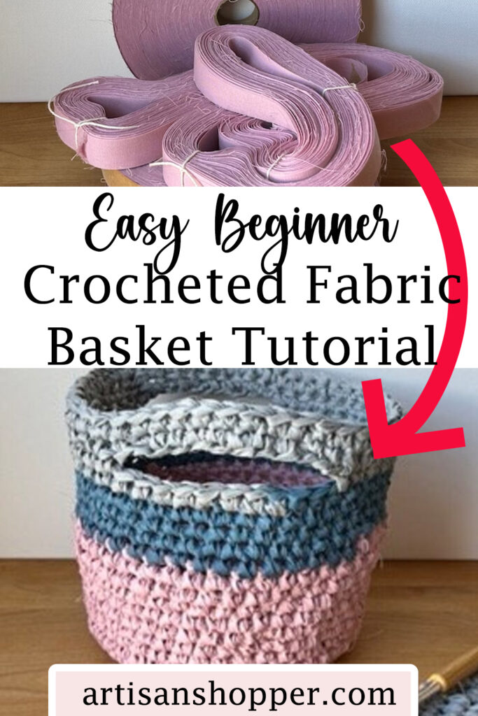 easy beginner crocheted fabric basket tutorial