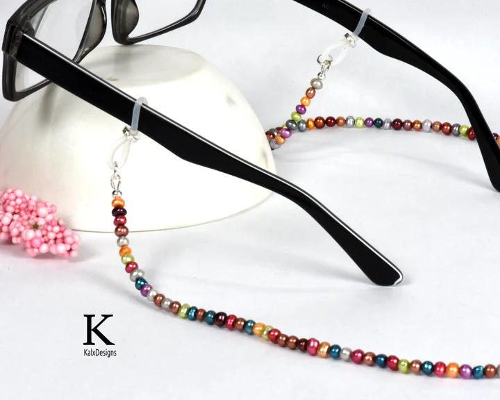 colored pearls eyeglasses chain