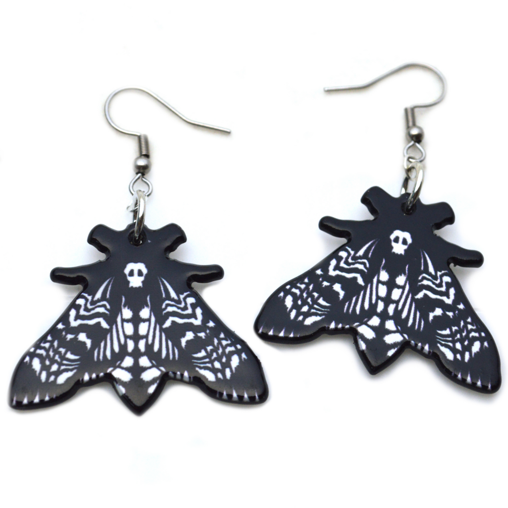 Deaths head moth earrings